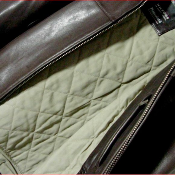 Vtg Wilson's Studio Andrew Marc Brown Leather Moto Bomber Jacket  Sz XL - Picture 4 of 7